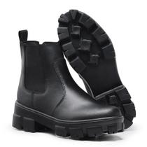 Bota Coturno Feminino Tratorada Chelsea Macia Confortável Bota Coturno Feminino Tratorada Chelsea Macia Confortável