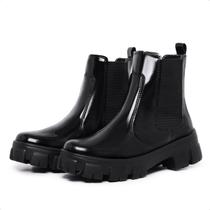 Bota Coturno Feminino Tratorada Chelsea Preto Verniz Bota Coturno Feminino Tratorada Chelsea Preto Verniz