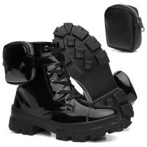 Bota Coturno Feminino Tratorada Tendência Blogueiras Bolsos Bota Coturno Feminino Tratorada Tendência Blogueiras Bolsos