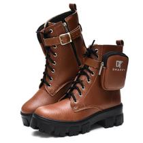 Bota Coturno Feminino Tratorado com Ilhós Bordô