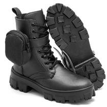 Bota Coturno Feminino tratorado Plataforma Blogueira Fosco com Bolsa