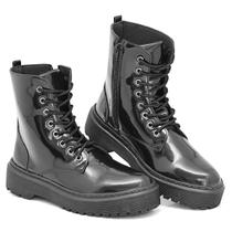 Bota Coturno Feminino tratorado Plataforma Blogueira Verniz Bota Coturno Feminino tratorado Plataforma Blogueira Verniz