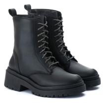 Bota Coturno Feminino Tratorado Preto Estilo Shoes