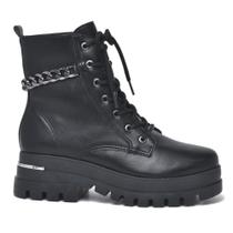 Bota Coturno Feminino Via Marte Flatflorm Tratorado Preto