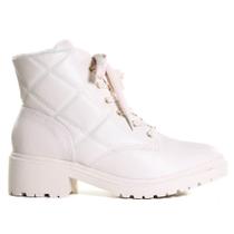 Bota Coturno Feminino Zariff Off White Com Pelo