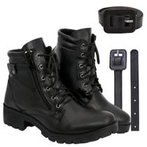Bota Coturno Feminino Zíper Lateral Confortável Cinto Envio Imediato Já Bota Coturno Feminino Zíper Lateral Confortável Cinto Envio Imediato Já