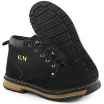 Bota Coturno GW Boots de Couro Cano Medio com Sola Antiderrapante e Cadarço