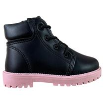 Bota Coturno Infantil Bebê Menina Cano Curto Molekinha Cor:PretoTamanho:19