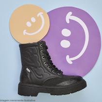 Bota Coturno Infantil Feminina Duda Bordado Preta 681.037