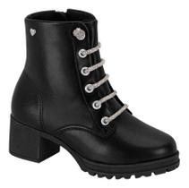 Bota Coturno Infantil Feminina Menina Molekinha Strass brilhos