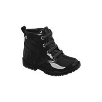 Bota Coturno Infantil Feminina Ortopé Baby Boot Verniz Preta