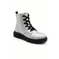 Bota Coturno Infantil Feminina WorldColors Prata e Preto Tamanho:34Cor:Prata/Preto