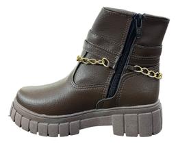 Bota Coturno Infantil Grugui Meninas Corrente Ziper 216.371 Bota Coturno Infantil Grugui Meninas Corrente Ziper 216.371