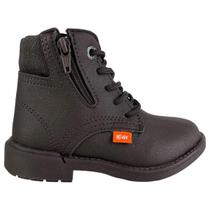 Bota Coturno Infantil Kidy Max Masculina Café Original Anatômica Com Zíper Cor:CaféTamanho:25