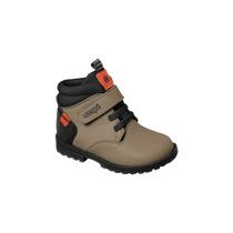 Bota Coturno Infantil Masculina Ortopé Baby Boot Couro Nude e Preto