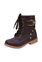 Bota Coturno Infantil Menina Cadarço Fivela Preta