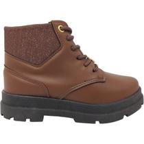 Bota Coturno Infantil Menina Casual Dia a Dia Passeio Escola com Brilho Inverno Conforto Anatômico Kidy 363-0046