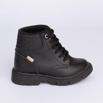Bota Coturno Infantil Menina Kidy Fashion Baby Preto Delicada Anatômico Moderno Brilho Bota Coturno Infantil Menina Kidy Fashion Baby Preto Delicada Anatômico Moderno Brilho