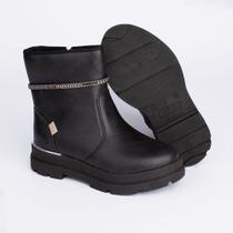Bota Coturno Infantil Menina Kidy Style Teen Preto Cano Alto Tratorada Básica Brilho Confortável Bota Coturno Infantil Menina Kidy Style Teen Preto Cano Alto Tratorada Básica Brilho Confortável
