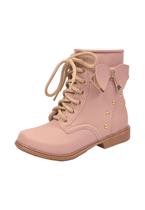 Bota Coturno Infantil Menina Laço e Cadarço Rosa - Raniel Calçados