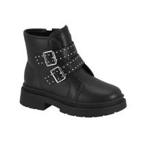 Bota Coturno Infantil Molekinha Menina Zíper Fivela 2182.114.27448 Cor:PretoTamanho:31