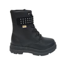 Bota Coturno Kidy Menina Preto Ref:363.0017 Bota Coturno Kidy Menina Preto Ref:363.0017