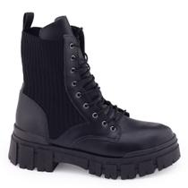 Bota Coturno M. Rose 543-703 Elástico Meia Tratorado Cadarço Bota Coturno M. Rose 543-703 Elástico Meia Tratorado Cadarço