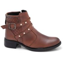 Bota Coturno Marrom Feminino Cano Curto Estiloso Inverno