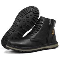 Bota Coturno Masculina Adventure Ziper Lateral Casual e Trabalho Sola Tratorada material sintético Bota Coturno Masculina Adventure Ziper Lateral Casual e Trabalho Sola Tratorada material sintético
