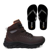 Bota Coturno Masculina Couro Nobre+ Chinelo Shelga Boots