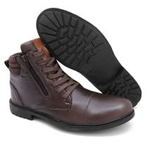 Bota Coturno Masculina Couro Preto Marrom Trabalho Segurança Elegante