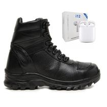 Bota Coturno Masculina Wit Shoes Motociclista em Couro com Protetor E Fone De Ouvido