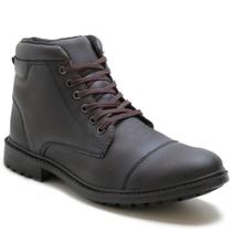 Bota Coturno Masculina Zíper Cadarço Bico Redondo Conforto