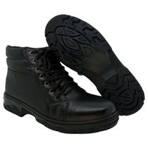 Bota Coturno Masculino ABC Confortável Cano Curto Em Couro Preto Reforçada Trabalho Dia a Dia