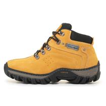 Bota Coturno Masculino Adventure Americano em Couro Amarelo Polo Urban
