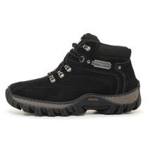 Bota Coturno Masculino Adventure Americano em Couro Preto Polo Urban