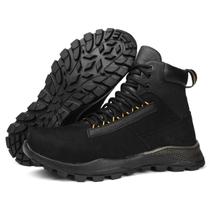 Bota Coturno Masculino Adventure Couro Legítimo Cadarço Preto