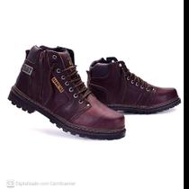 Bota Coturno Masculino Adventure em Couro Conforto Café
