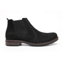 Bota Coturno Masculino Botina Chelsea Couro Sola Costurada Preto - Mocflex