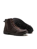 Bota Coturno Masculino Casual Em Couro Legitimo Com Ziper - Fork