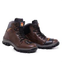 Bota Coturno Masculino Couro Ideal Moto Trilha Uso Diário Cor Marrom