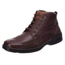 Bota Coturno Masculino Couro Liso Macio Confortavel Ajuste Cadarço Solado Confort