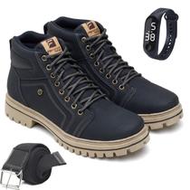 Bota Coturno Masculino De Amarrar Adventure Trabalho Com Cinto e Relógio 503 - CWB