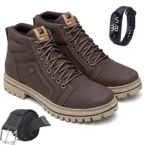 Bota Coturno Masculino De Amarrar Adventure Trabalho Com Cinto e Relógio 503 - CWB