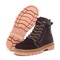 Bota Coturno Masculino De Couro Zíper Lateral Sola Tratorada