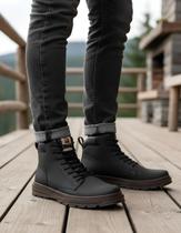 Bota Coturno Masculino Ferraroni Vegano Com Ziper e Solado de Borracha Costurado Antiderrapante