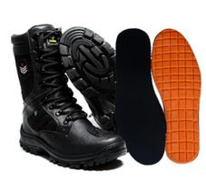 Bota Coturno Masculino Militar Com Zíper Couro Preto e Palmilha em Gel Venan Bota Coturno Masculino Militar Com Zíper Couro Preto e Palmilha em Gel Venan