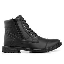 Bota Coturno Masculino Moda Inverno Cano Médio Zíper Lateral Casual Dia a Dia Elegante Minimalista