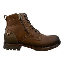 Bota Coturno Masculino Pegada Casual Ultraconforto Couro Antiderrapante Amarração Zíper 180745-03 Marrom
