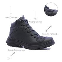 Bota Coturno Masculino Preta Motociclista Com Proteção de Borracha